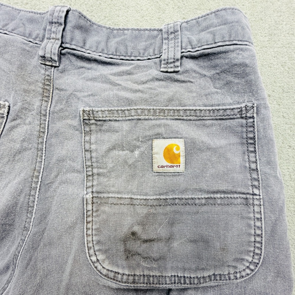 Carhartt Relaxed Fit Flex Work Pants Mens 32x30 Gray Thrashed Canvas Rugged Wear